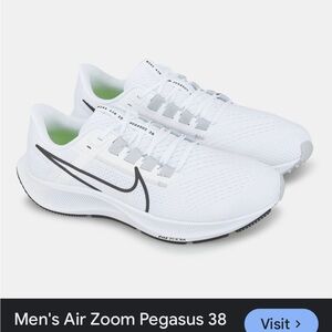Nike Air Zoom Pegasus 38 White and Black Running Shoes size 12.5